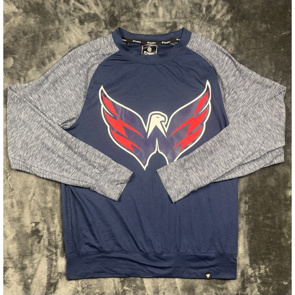 Washington Capitals Fanatics Men's Large Long Sleeve Shirt NHL Hockey Blue